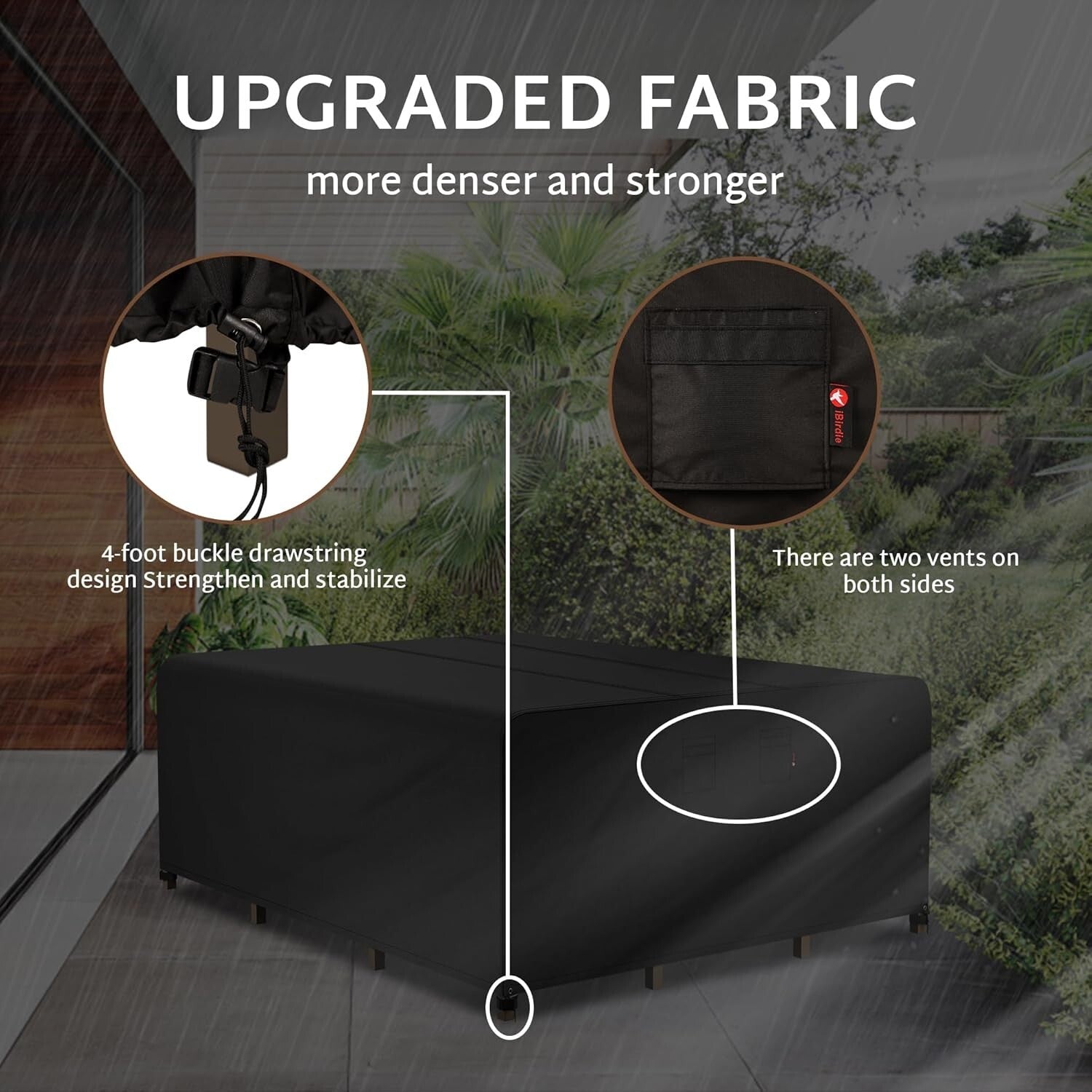 Heavy-Duty Waterproof Patio Furniture Cover - 128x64 inch Rectangular Protector