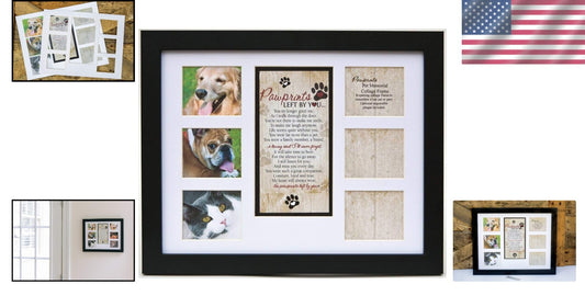 Cherish Memories: Pet Memorial Collage Frame with Pawprints Poem - 14”L x 11”W