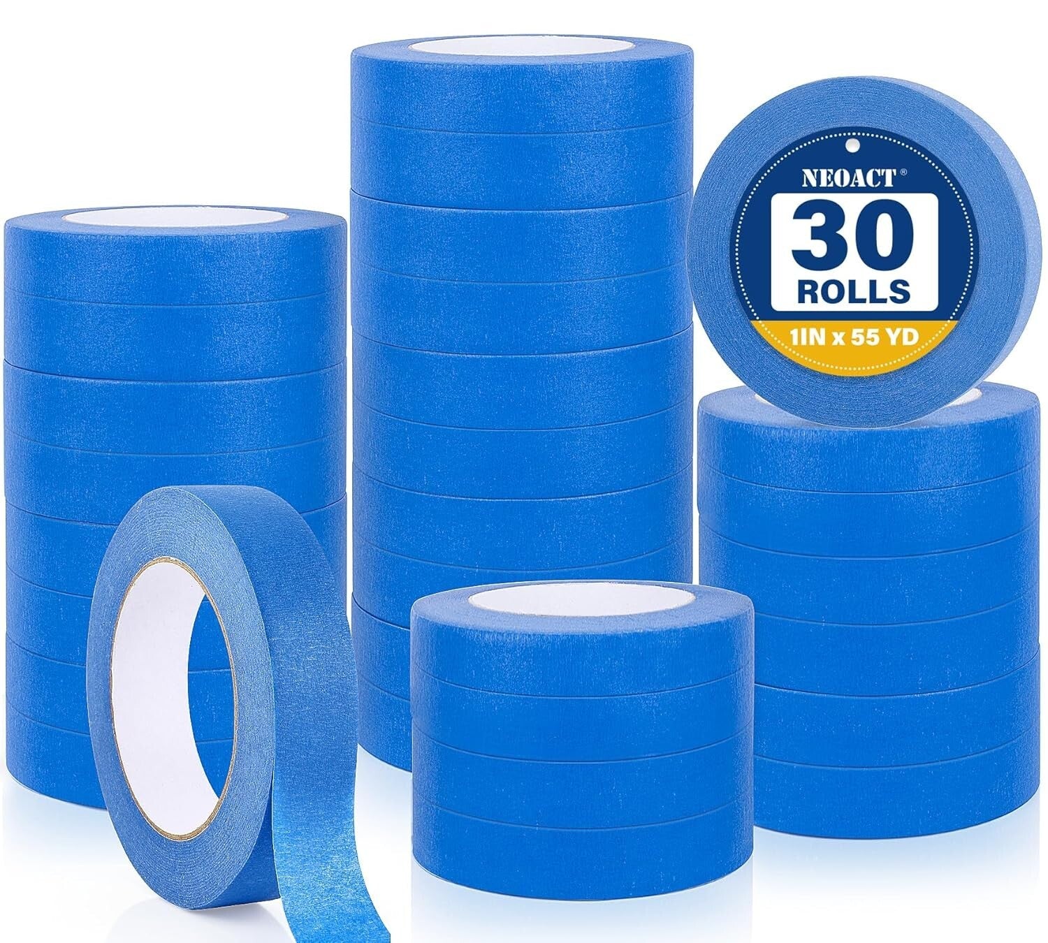 30 Rolls of Blue Painters Tape 1" Wide - Residue-Free Precision for All Surfaces