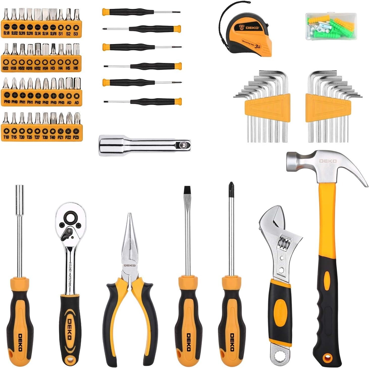 Durable 158-Piece Hand Tool Kit with Toolbox - Ideal for Home and Auto Repair