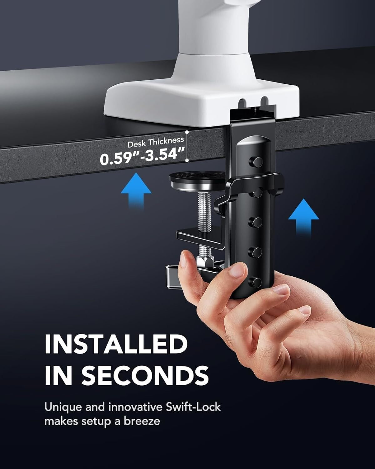 Adjustable VESA Monitor Arm, For 13-32 Inch Monitors - Sturdy Gas Spring Design