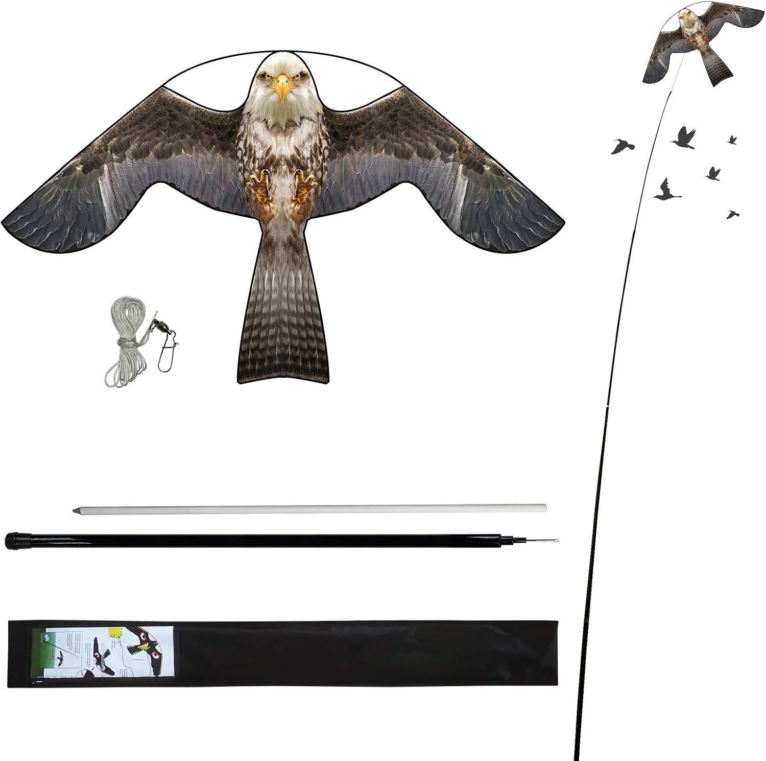 Reflective Bird Scarer Kite with Adjustable 4m Pole – Effective Farm Protection