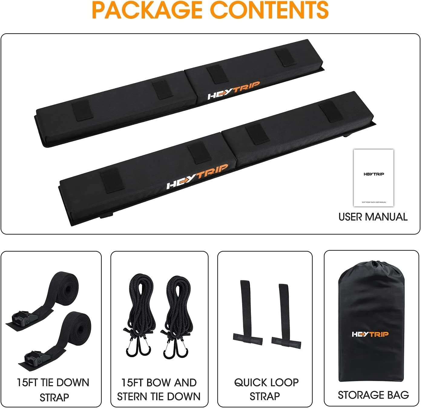 Foldable Roof Rack Pads 30" for Secure Luggage Transport - Includes Storage Bag