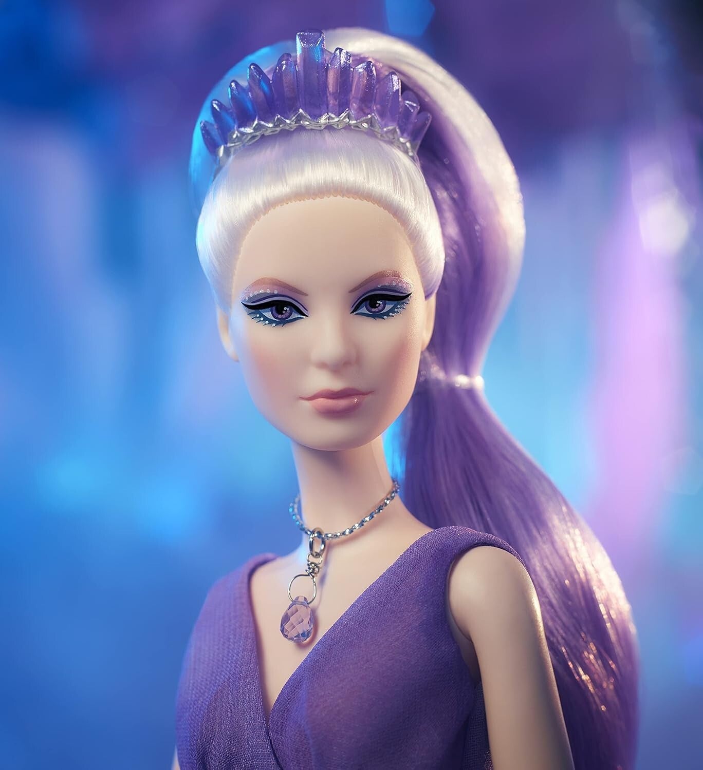 Enchanting 13-Inch Amethyst Doll with Luxe Gown and Crown - Gift for Collectors