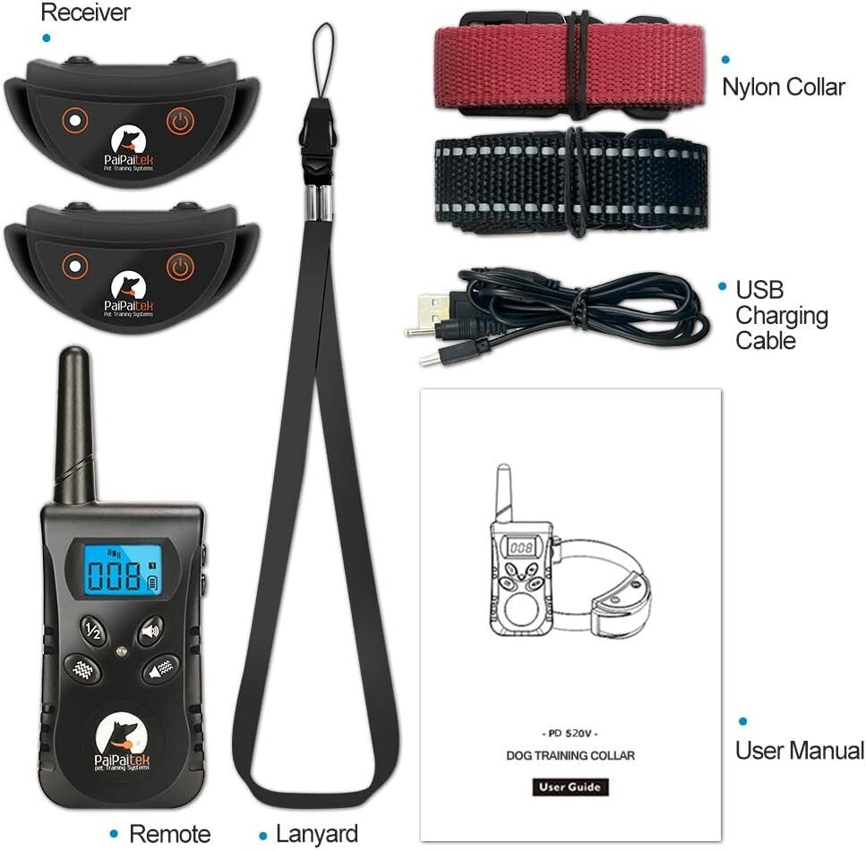 Lightweight Waterproof Dog Collar with 10 Vibration Levels for 2 Dogs Training