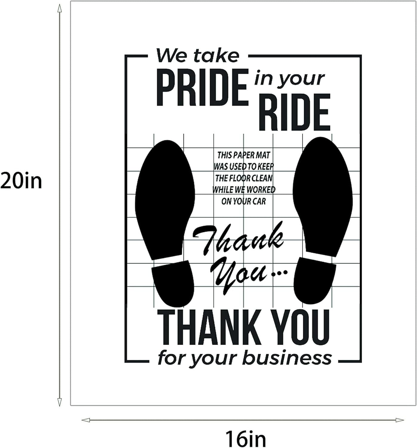 Water-Resistant Kraft Paper Disposable Floor Mats - 16x20 for Easy Vehicle Care