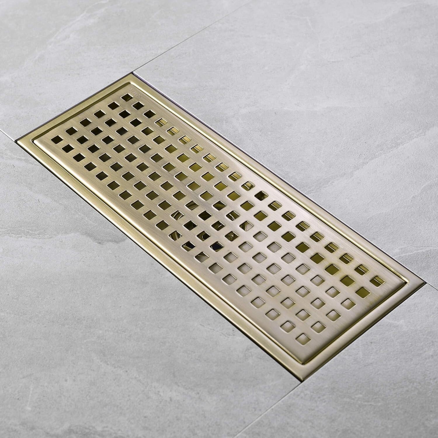 Durable 12 Inch Shower Drain in Brushed Gold - Rustproof Stainless Steel Design
