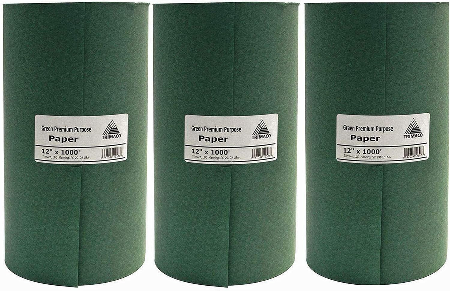 Green Premium Masking Paper - 12" x 1000' | Pack of 3 Rolls for Clean Painting