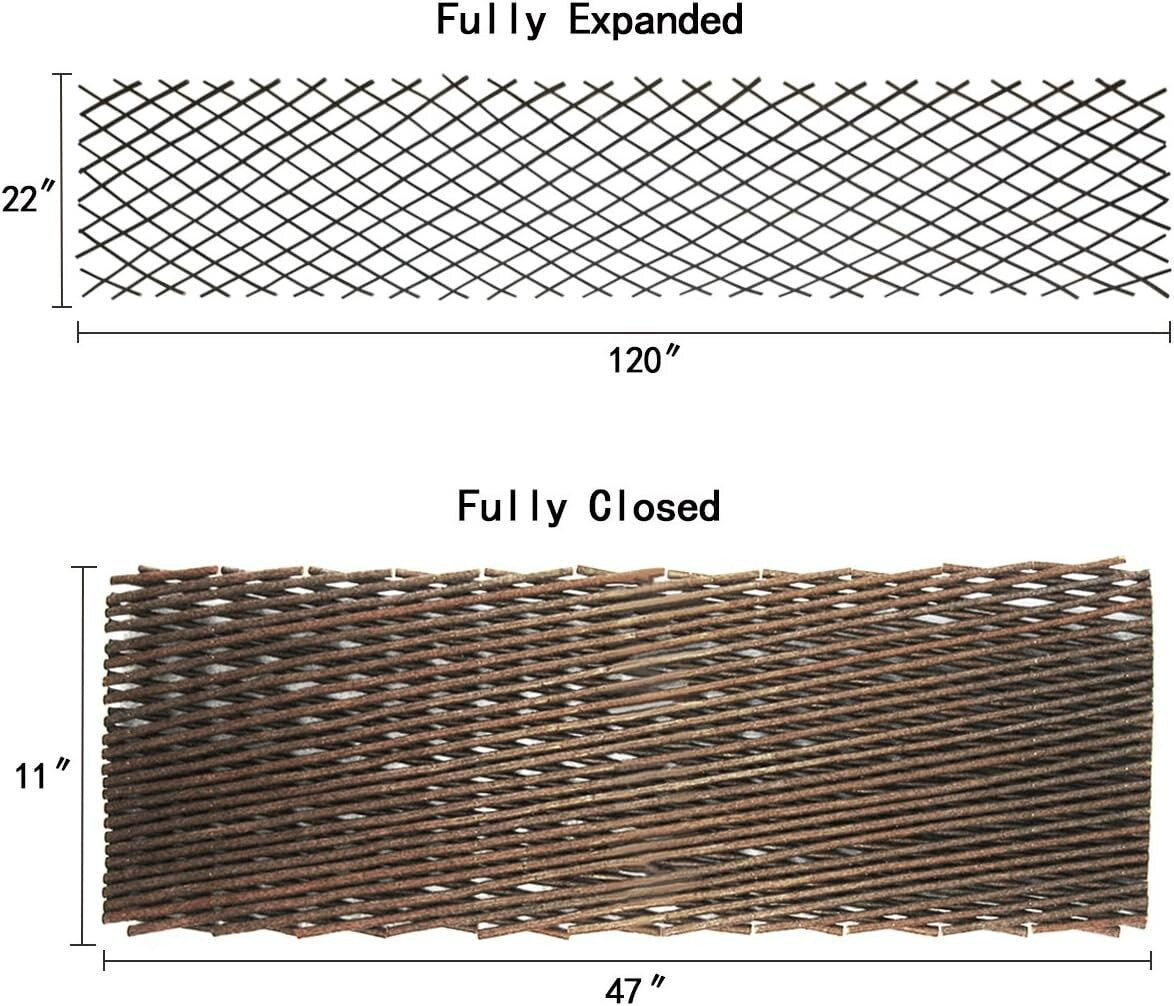 Durable Willow Trellis for Climbing Roses & Ivy - 92"w X 36"h Expandable Design