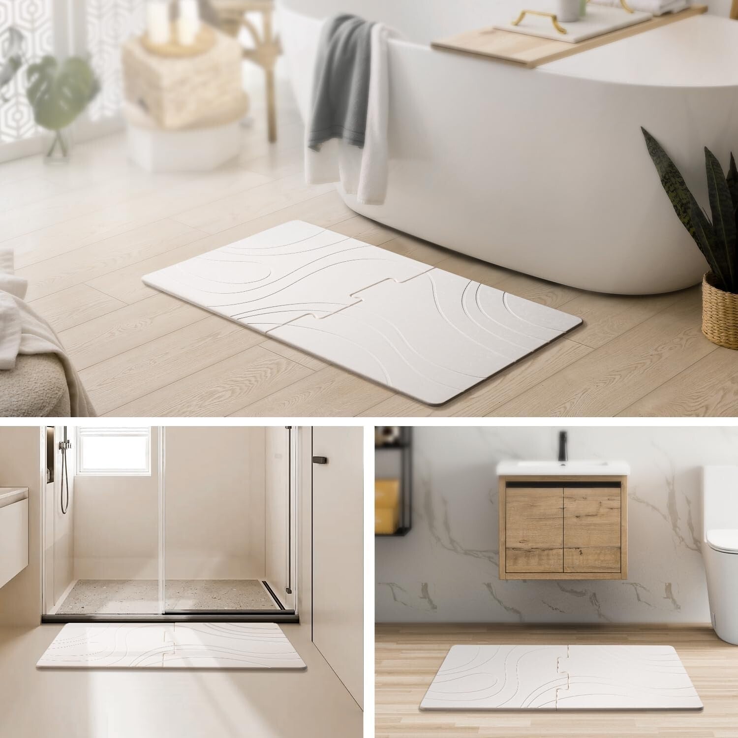Stylish Quick Dry Bath Mat 32" x 20" – Non-Slip Diatomite for Elegant Bathrooms