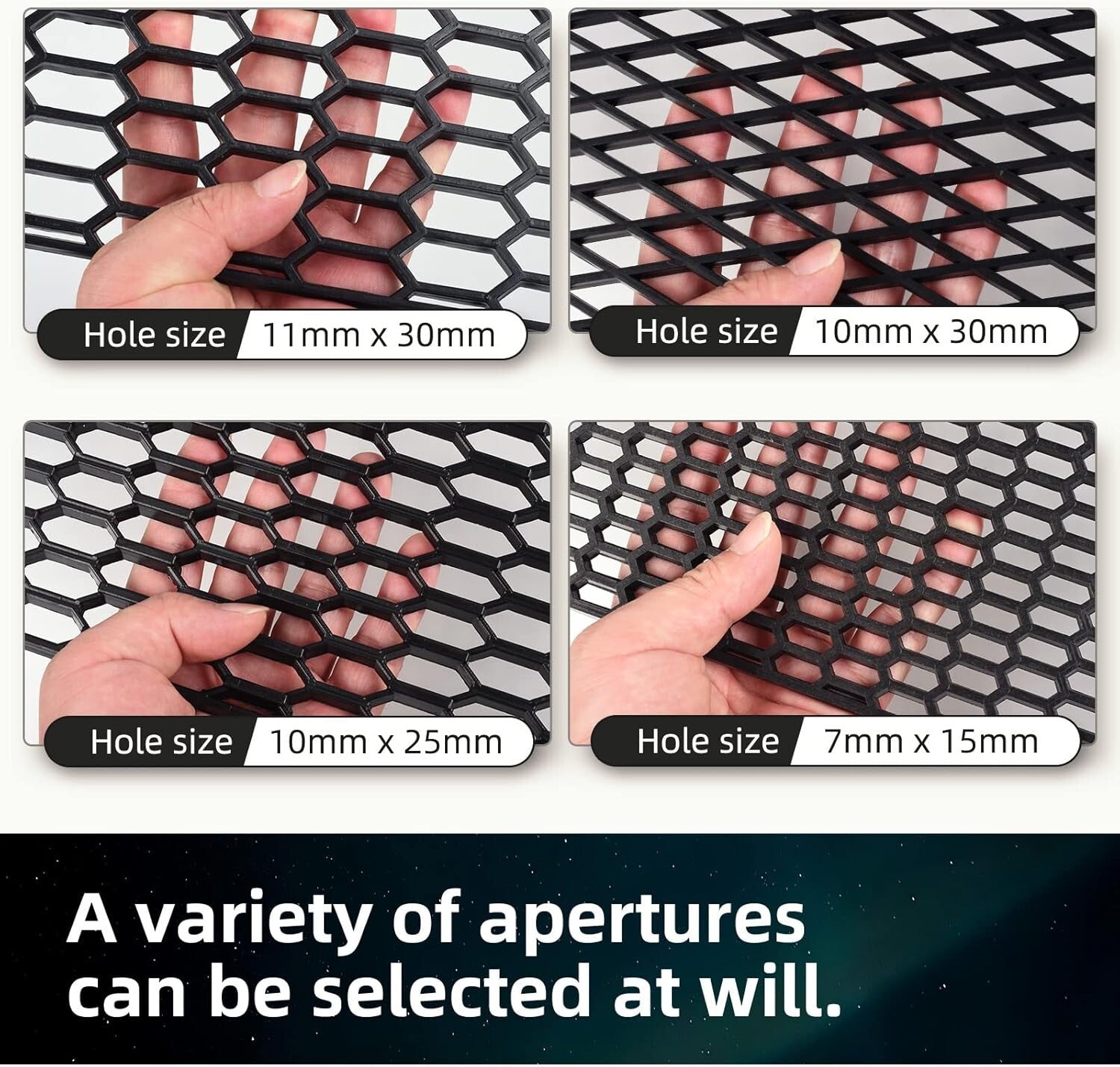 Durable 47" x 16" ABS Plastic Car Grill Mesh - Easy Install Honeycomb Design