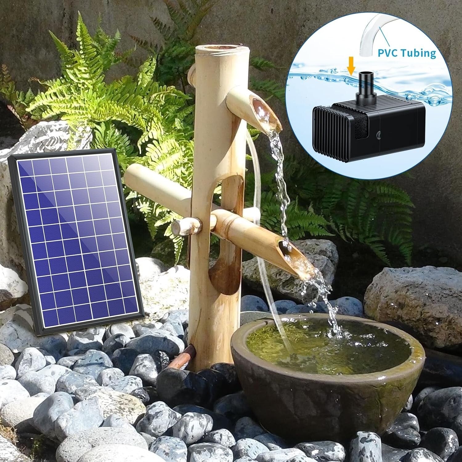 DIY Solar Water Pump Kit for Bird Baths with Long Cable & Multiple Spray Options