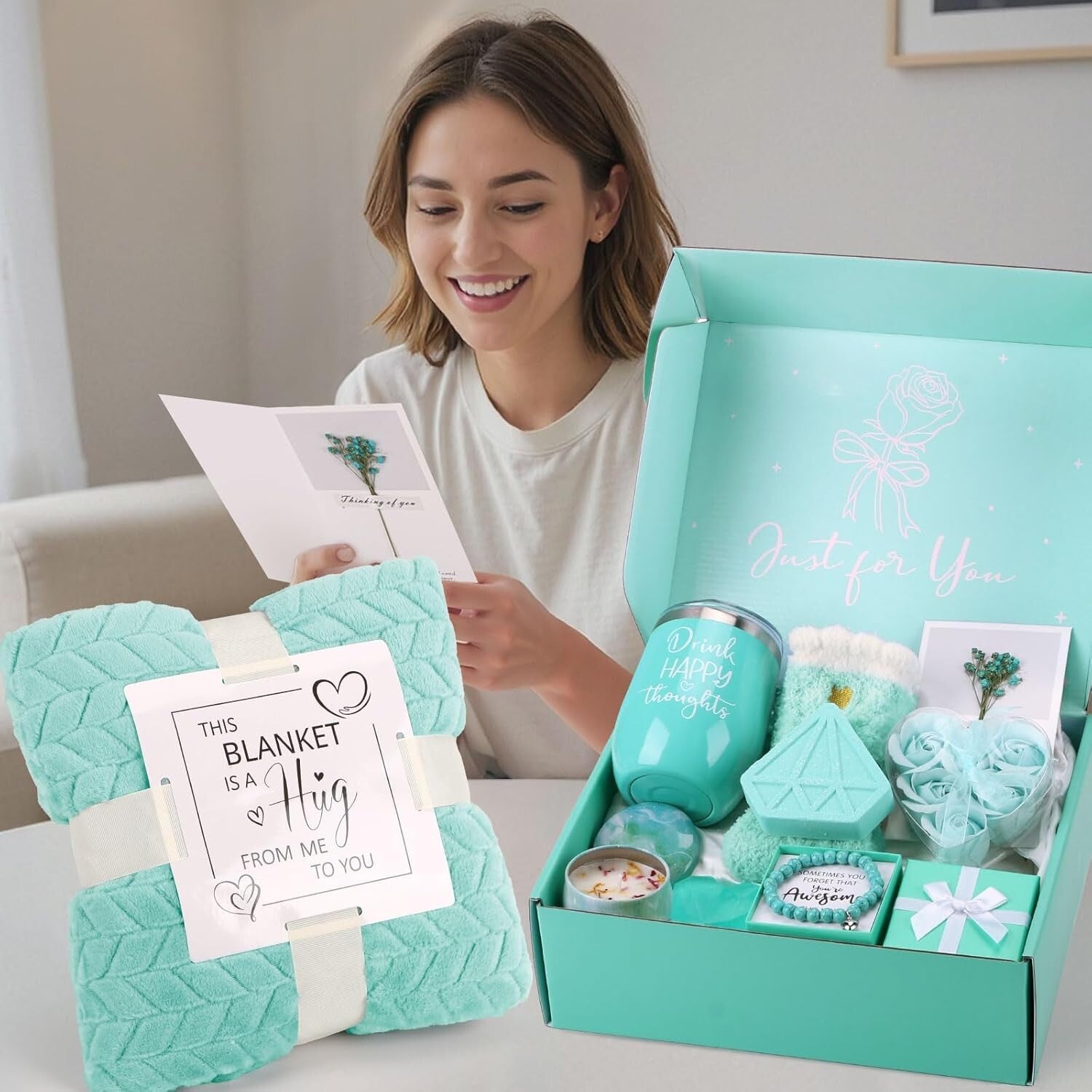 Elegant Self-Care Gift Set - Relaxation Spa Basket for Women, Unique Birthdays