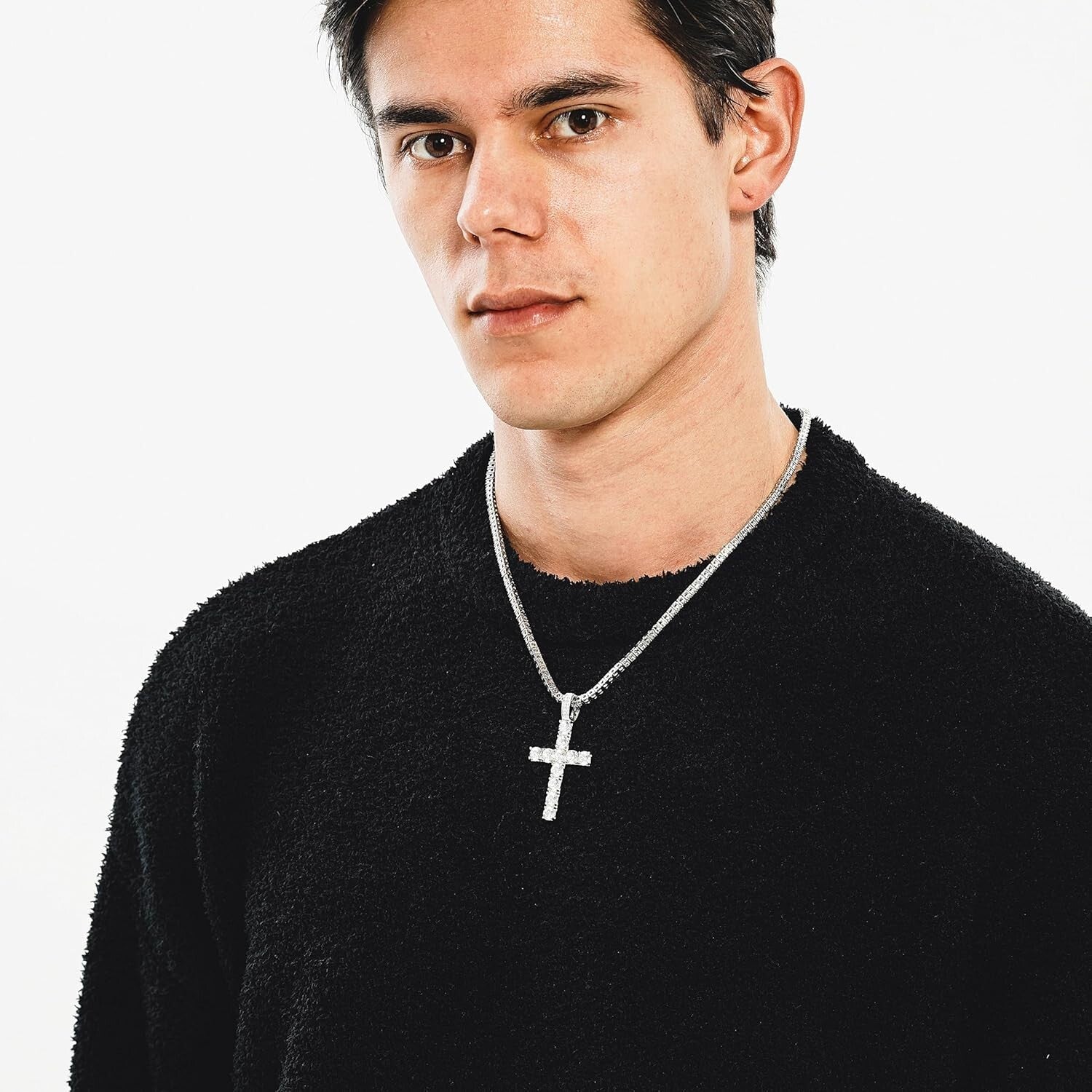 14K Silver Plated Cross Necklace with Durable Stainless Steel Chain - Gift Ready