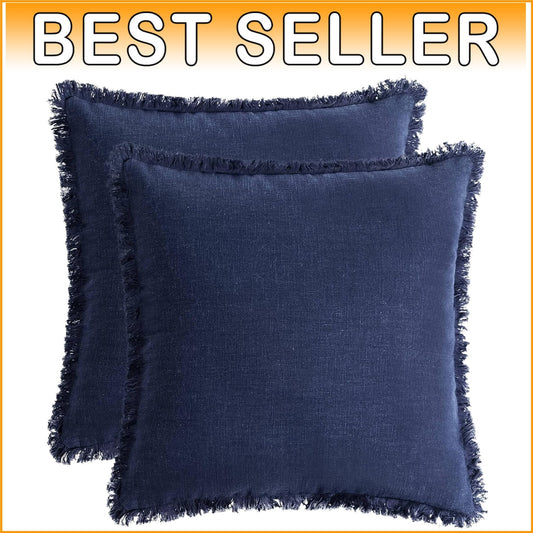 Cozy Linen Tassel Throw Pillowcases - Pack of 2, Machine Washable, 20x20-Inch