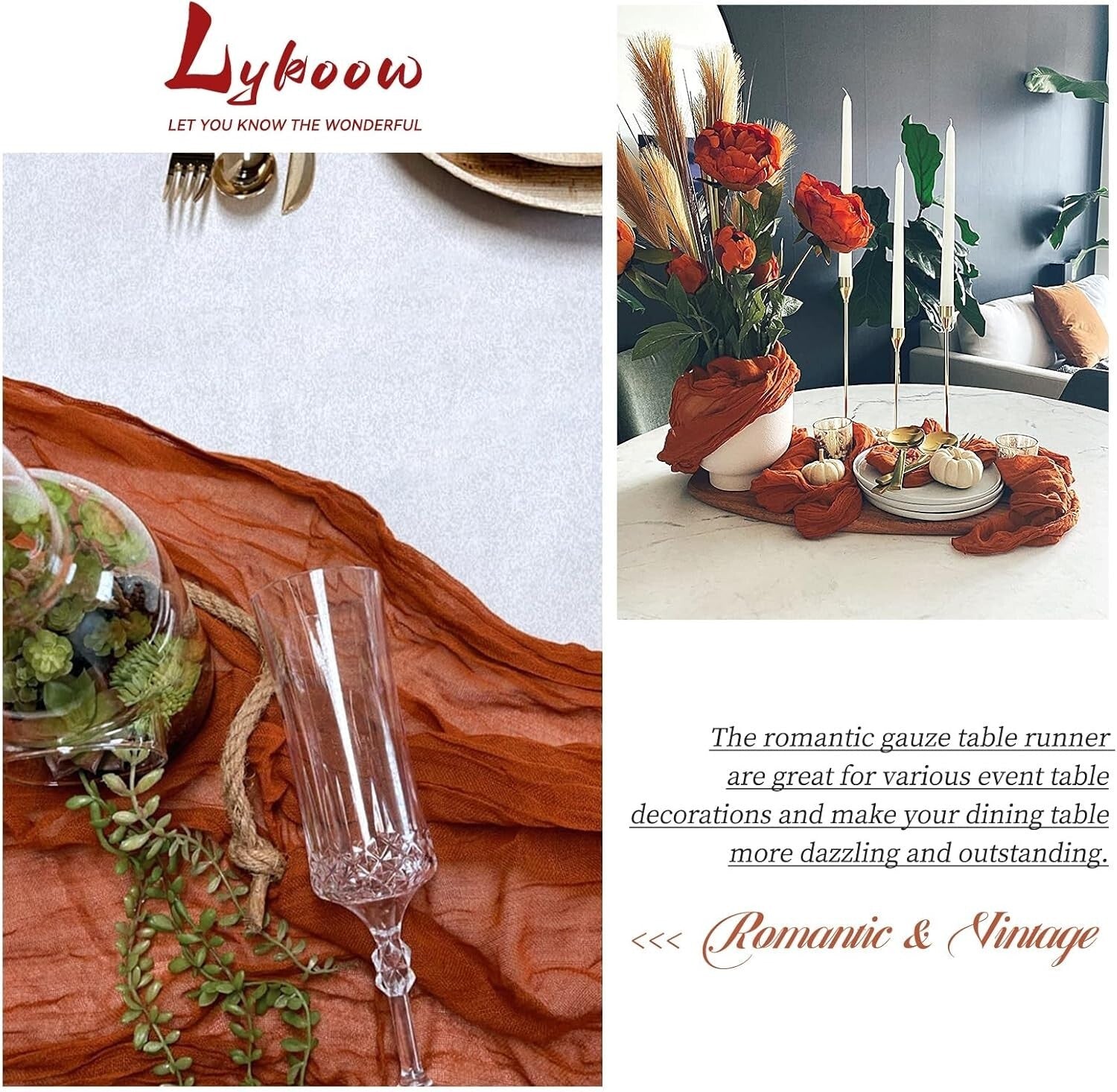 Terracotta Plaid Cheesecloth Table Runners - 15 Packs for Elegant Celebrations