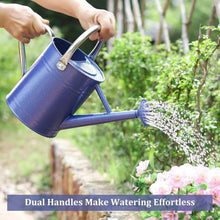 Load image into Gallery viewer, Premium Galvanized Steel Watering Can - 1 Gallon, Ergonomic Handles, Navy Design