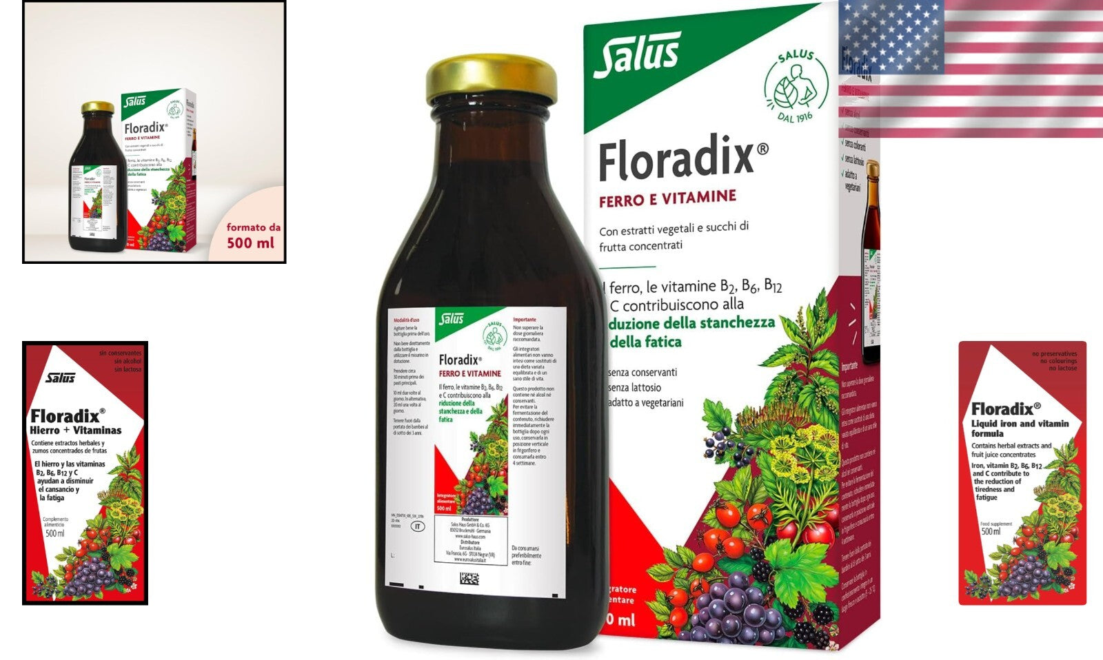 Floradix Iron + Herbs – Convenient 500 ML for Energy Boost & Healthy Metabolism