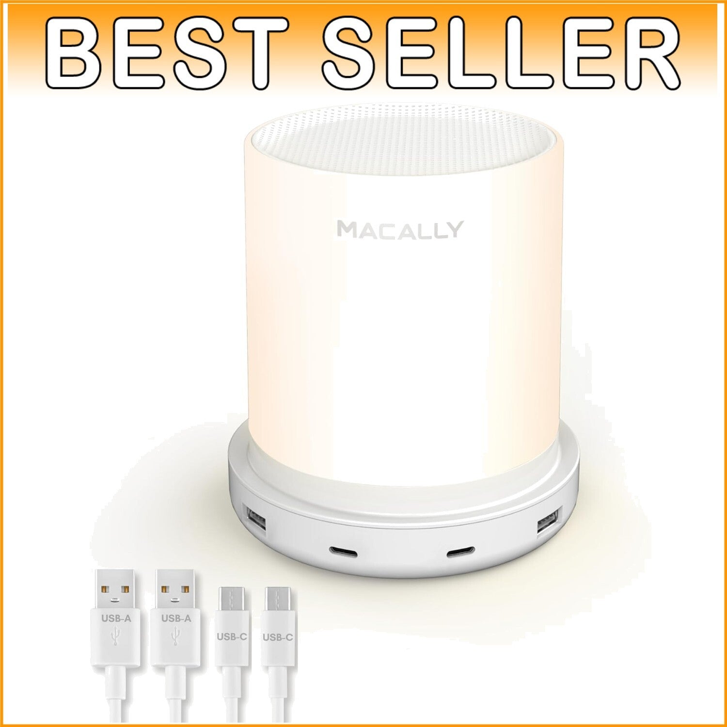 Fast-Charging Bedside Light with USB-A and USB-C Ports - Rustic Touch Control