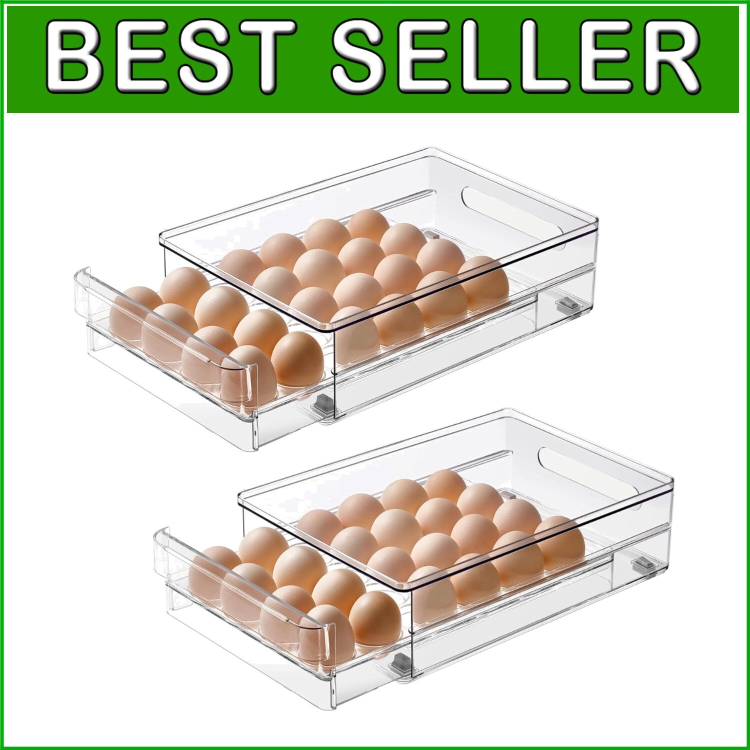 Clear 48-Egg Holder with Soft Silicone Design - Stackable Refrigerator Organizer