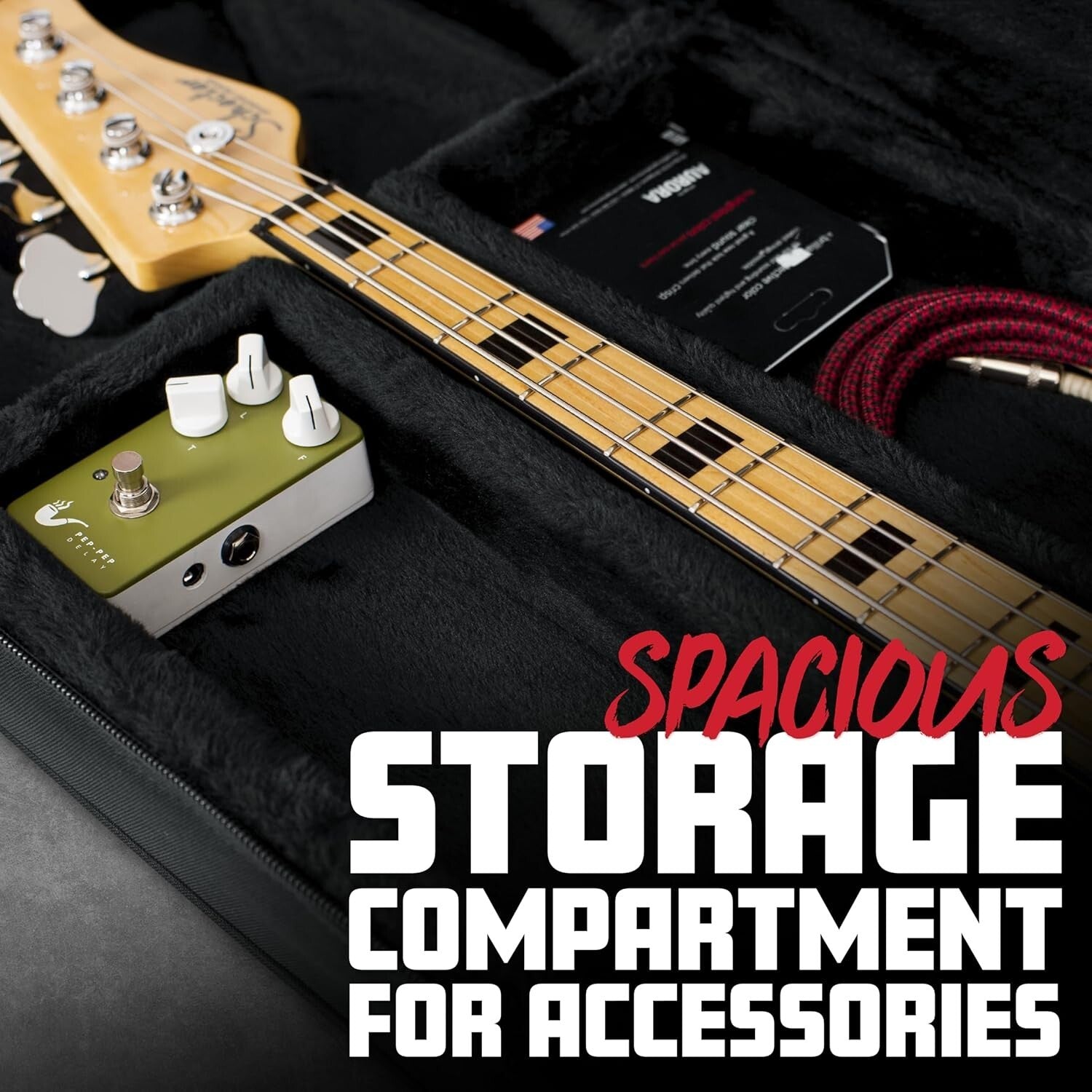 High-Durability Bass Guitar Case with Plush Lining - Fits Major Models 44x16 in