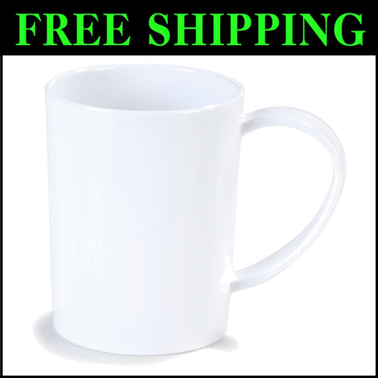 Durable White Tritan Coffee Mug, 8 oz with Easy Grip Handle - Home Essential