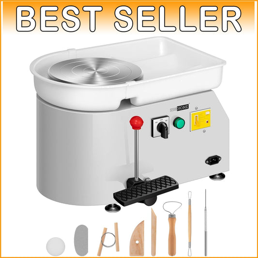 Durable Pottery Wheel Machine - 25CM with Ultra-Low Noise Operation & Foot Pedal