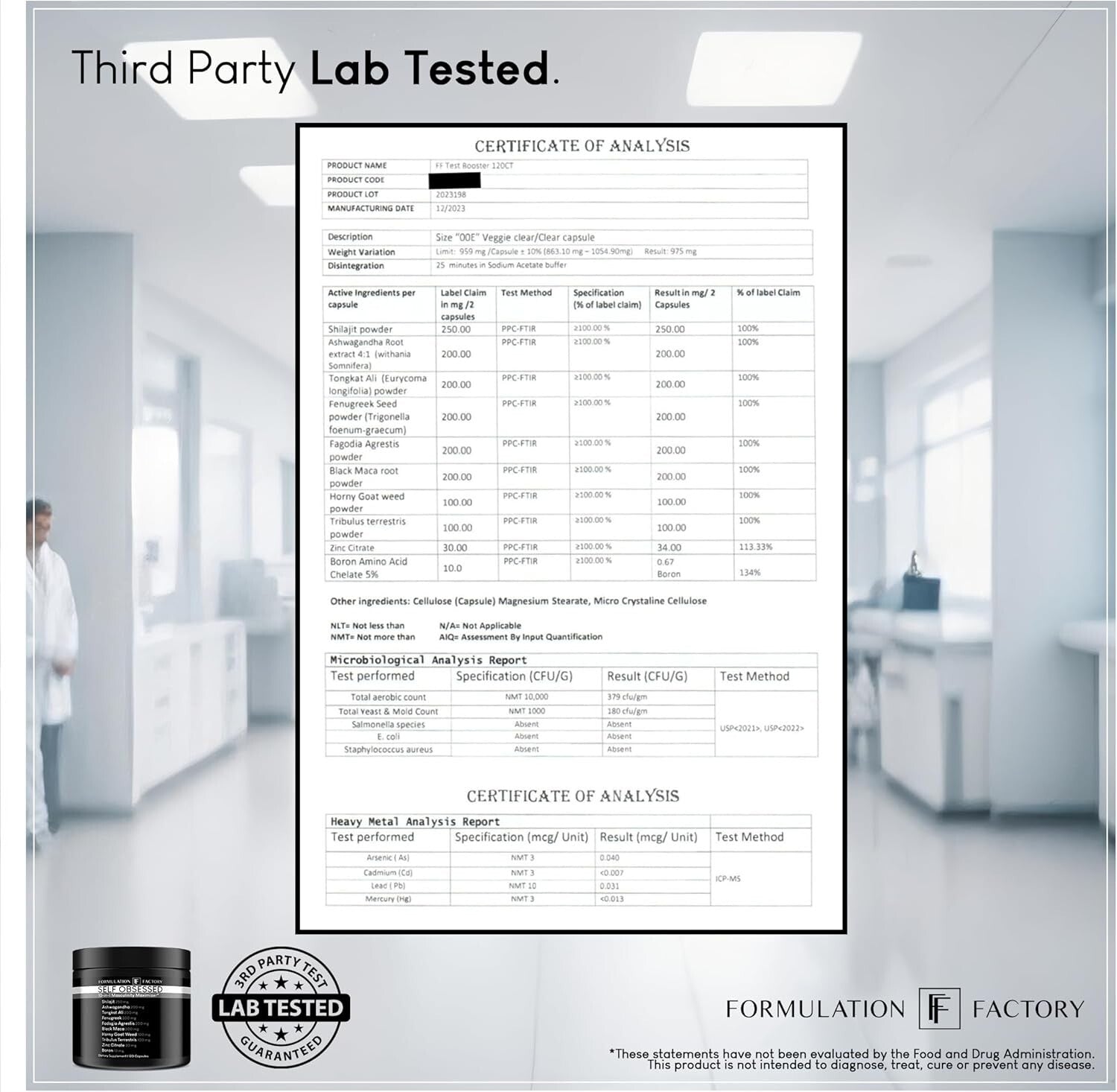 Advanced Male Performance Booster - Includes Ashwagandha & Fenugreek - 120 Count