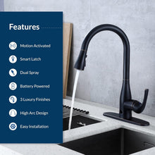 Load image into Gallery viewer, Modern Touchless Kitchen Faucet in Brushed Nickel with Retractable Hose Feature