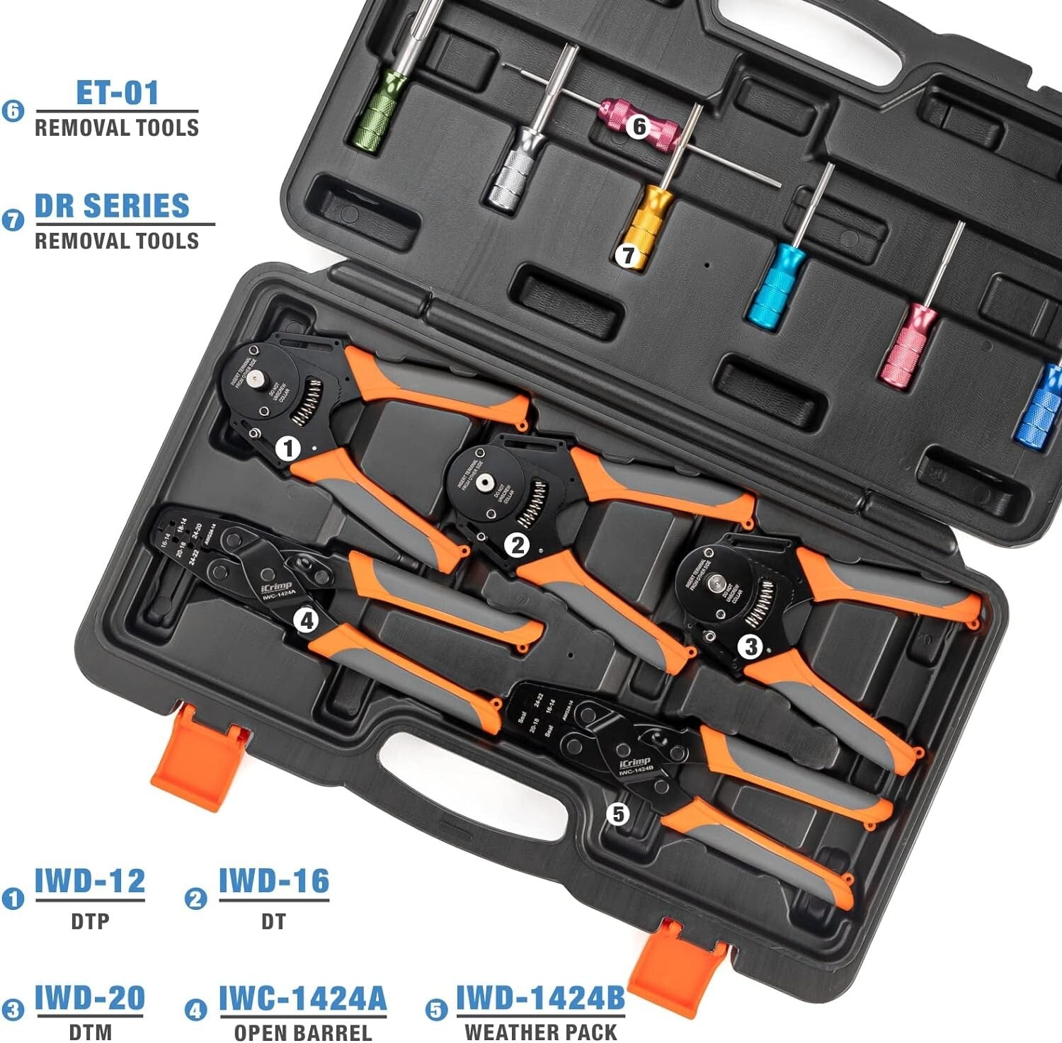 Automotive Connector Crimping Tool Set – 12 PCS with Extraction Tools Included