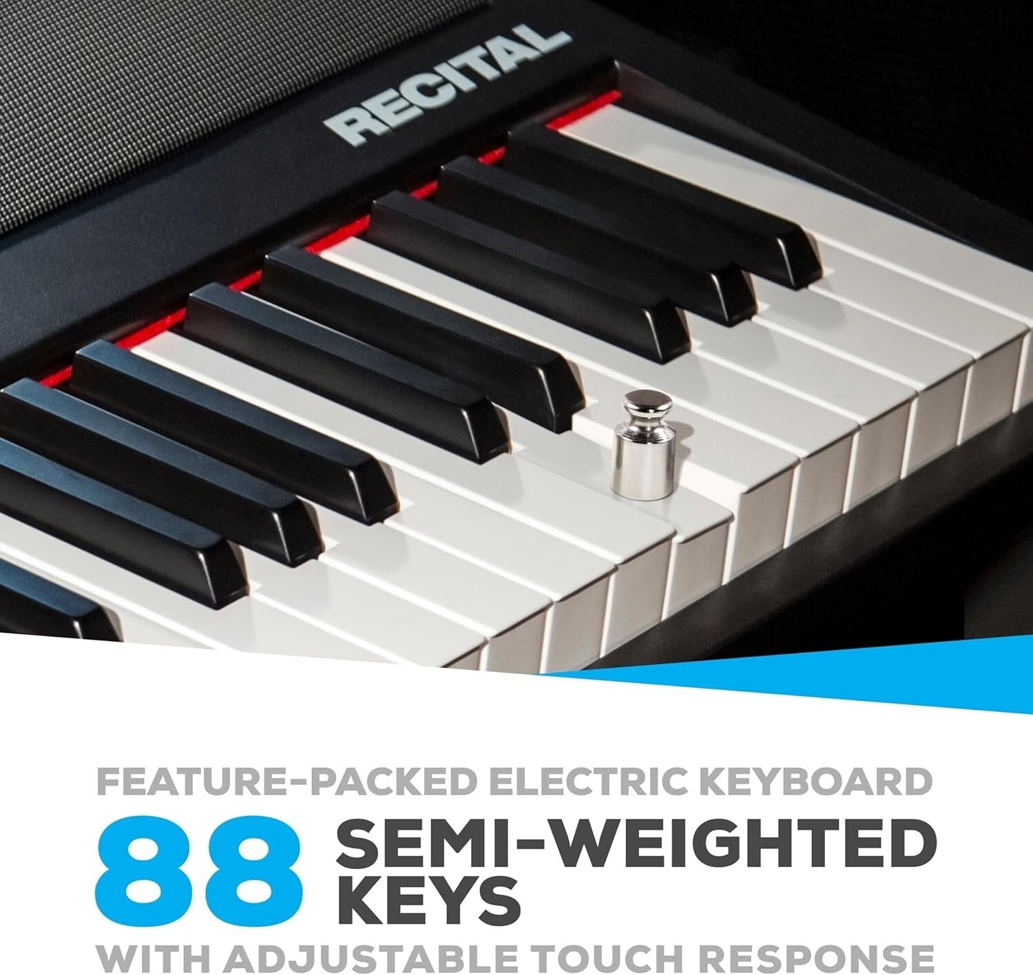 88-Key Digital Piano with Semi-Weighted Keys & 2x20W Speakers for All Skill L...