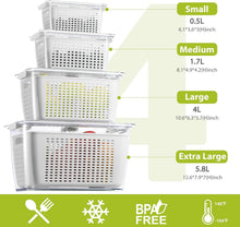 Load image into Gallery viewer, Large Capacity 4-Pack Fruit &amp; Vegetable Storage Containers with Ventilation Lids