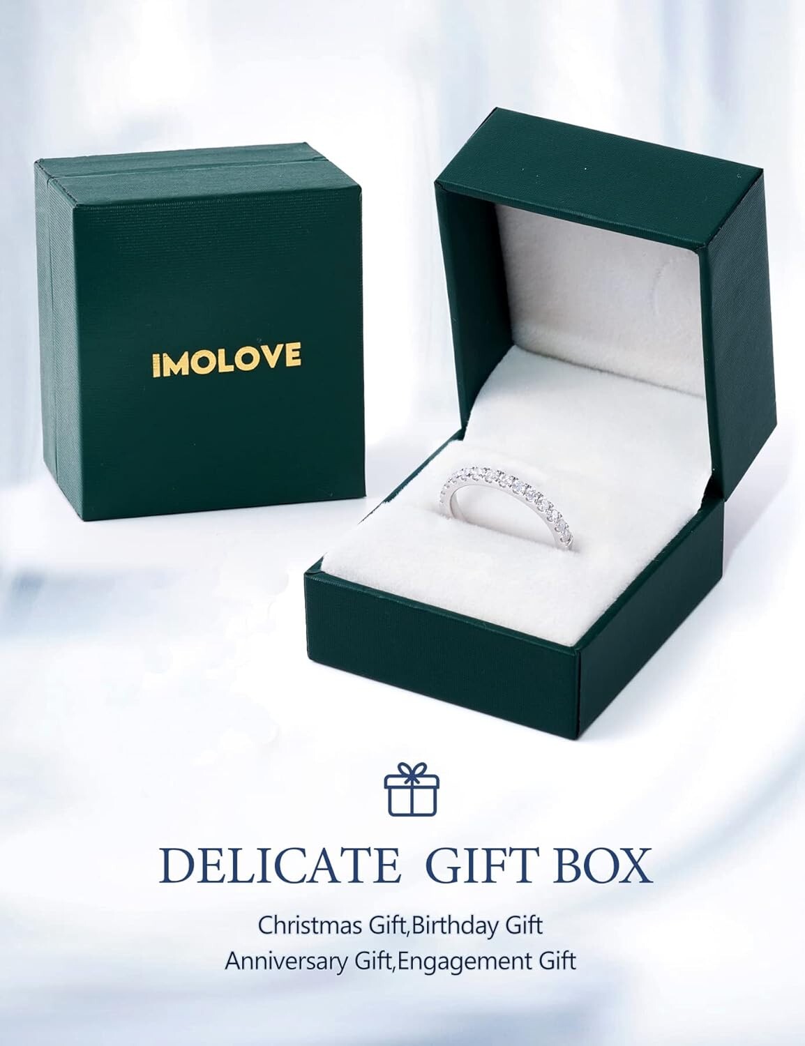 Elegant Moissanite Eternity Band for Women - 925 Sterling Silver in Sizes 3.5-12