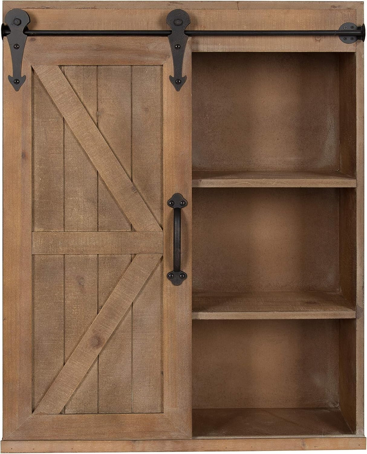 Durable Rustic Brown Bathroom Storage Cabinet with Easy-Access Sliding Door