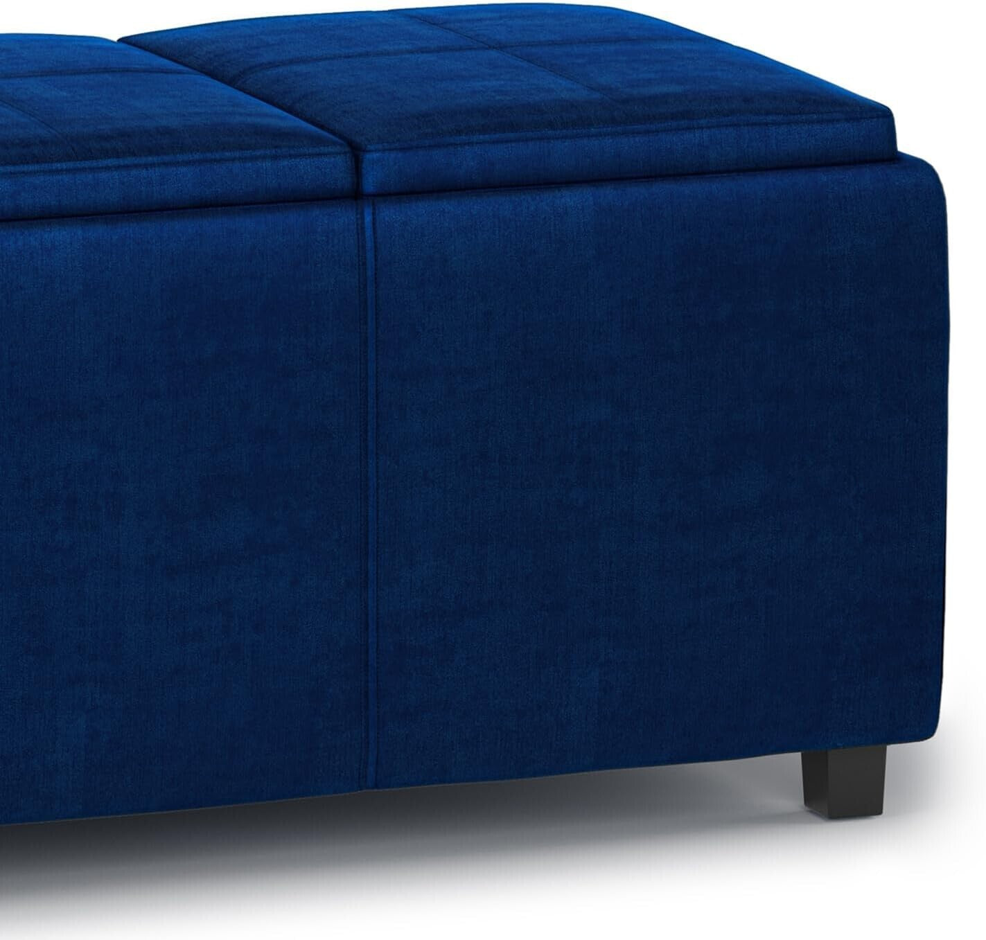 Elegant Rectangular Storage Ottoman - Assembled Blue Velvet with Serving Trays