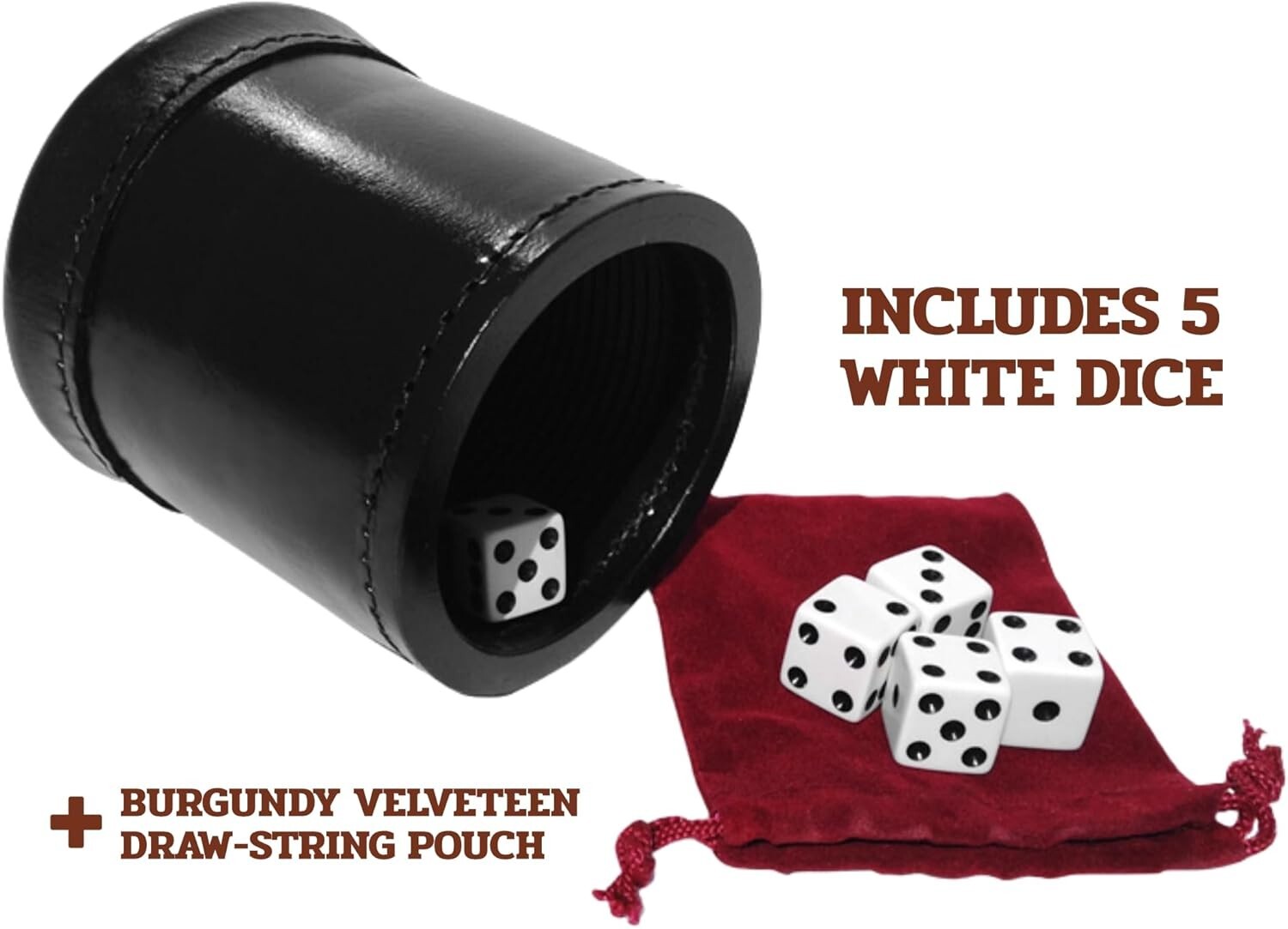 Professional Quality Dice Cup Set with 5 Dice – Ideal for Liar's Dice & Yahtzee