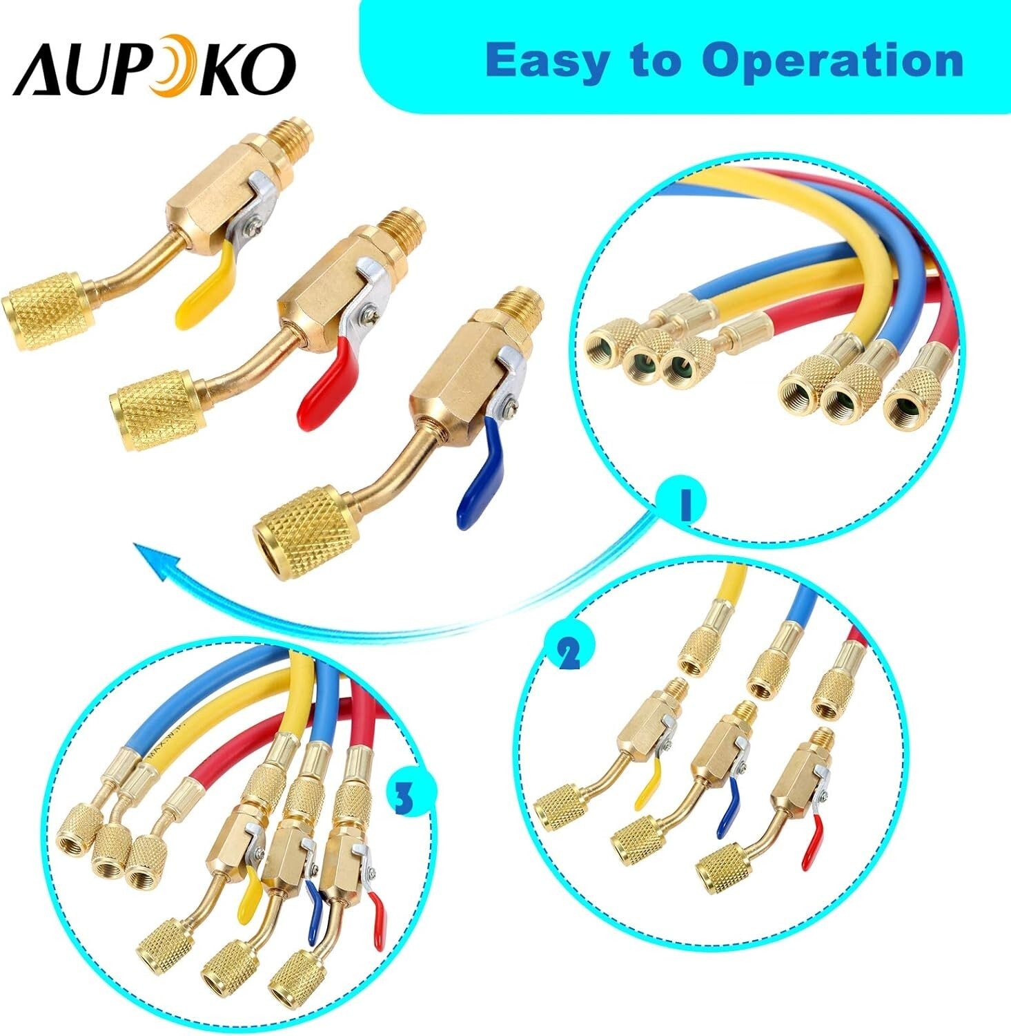 60-Inch Durable R410A Refrigerant Charging Hose Kit with High Pressure Safety