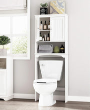 Load image into Gallery viewer, Compact White Bathroom Shelf - Adjustable Over Toilet Cabinet Storage Solution