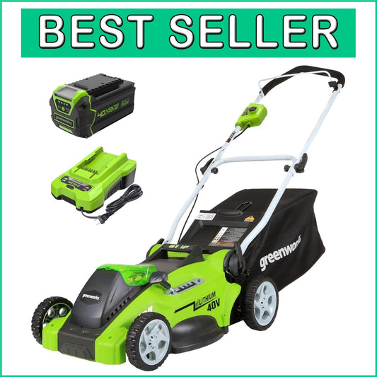 40V Cordless Lawn Mower with 4.0Ah Battery & Charger - 16" Cutting Width