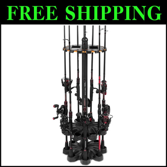 Durable V16 Fishing Pole Rack - Freestanding Design Holds 16 Rods Effortlessly