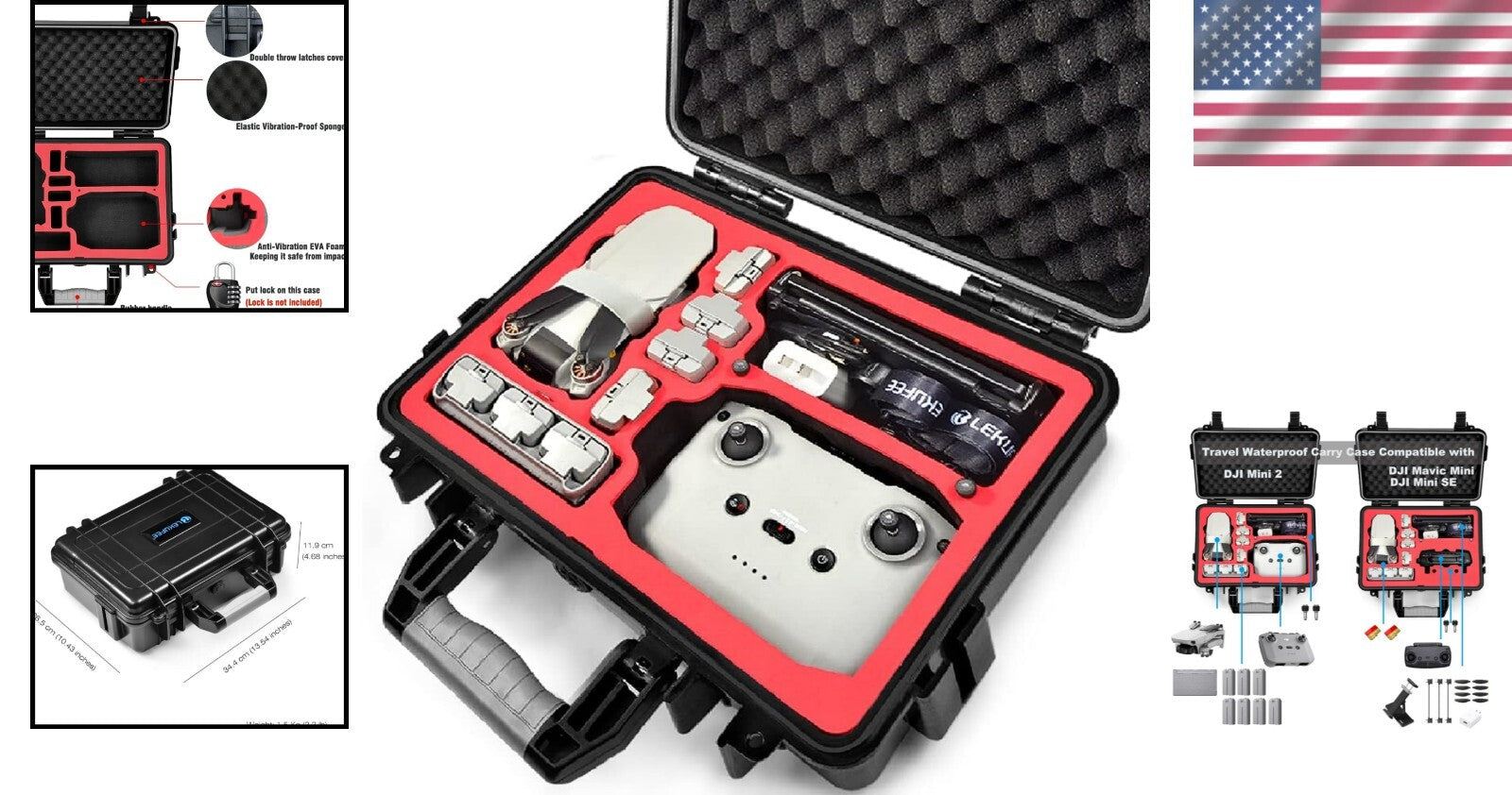 Custom Foam Waterproof Case for DJI Mini 2 SE and Accessories - Travel-Ready