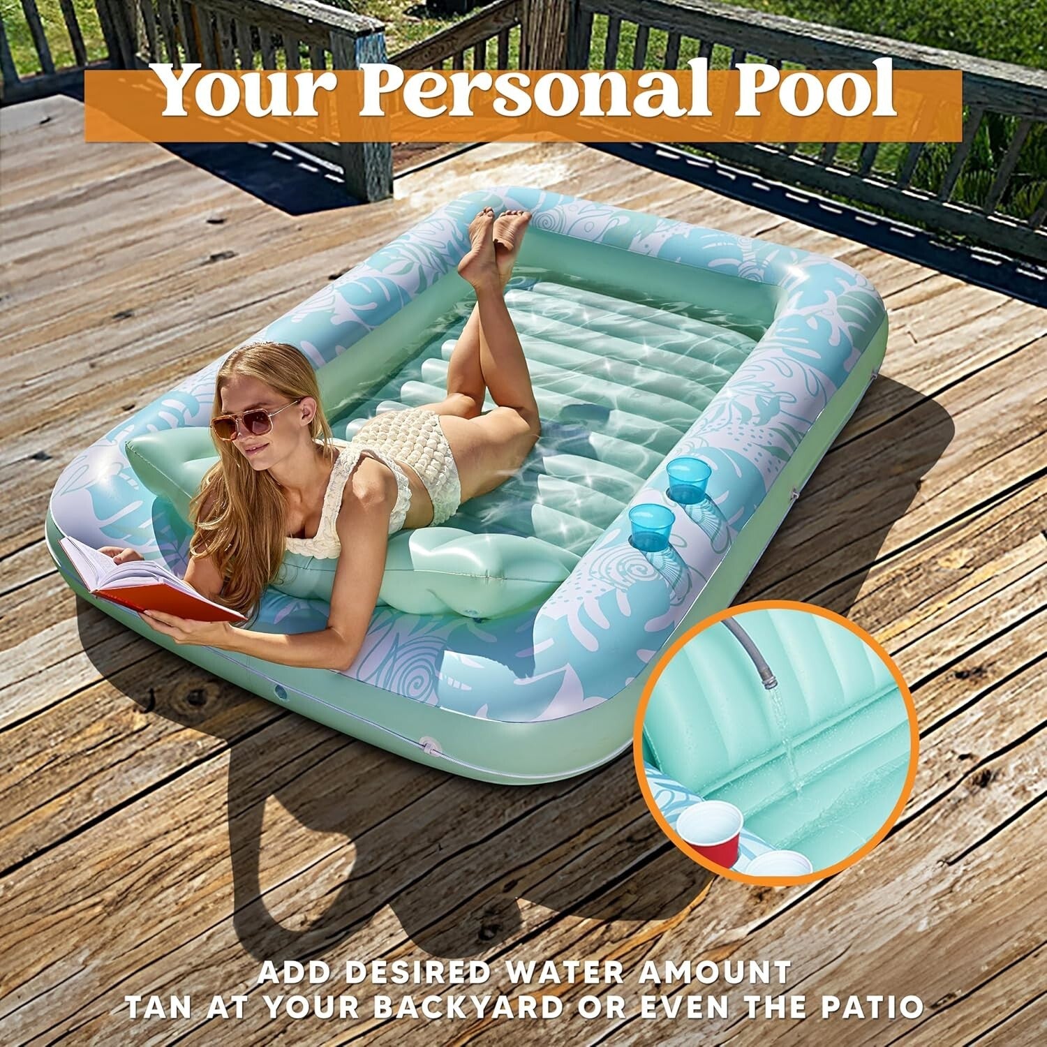 Ultimate XL Inflatable Sunbathing Lounger with Headrest - Summer Luxury Float