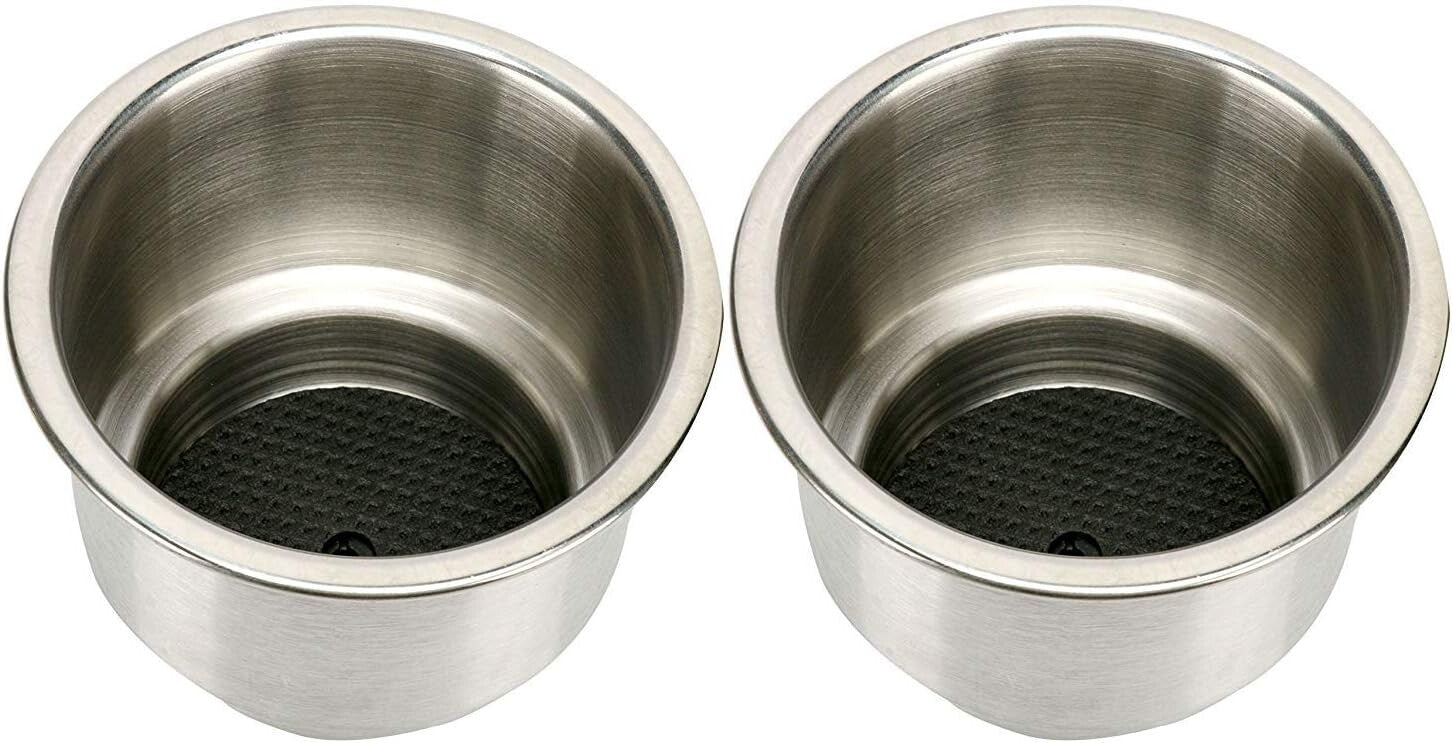 8-Piece Stainless Steel Drink Holders with Drain - Versatile Marine Cup Storage
