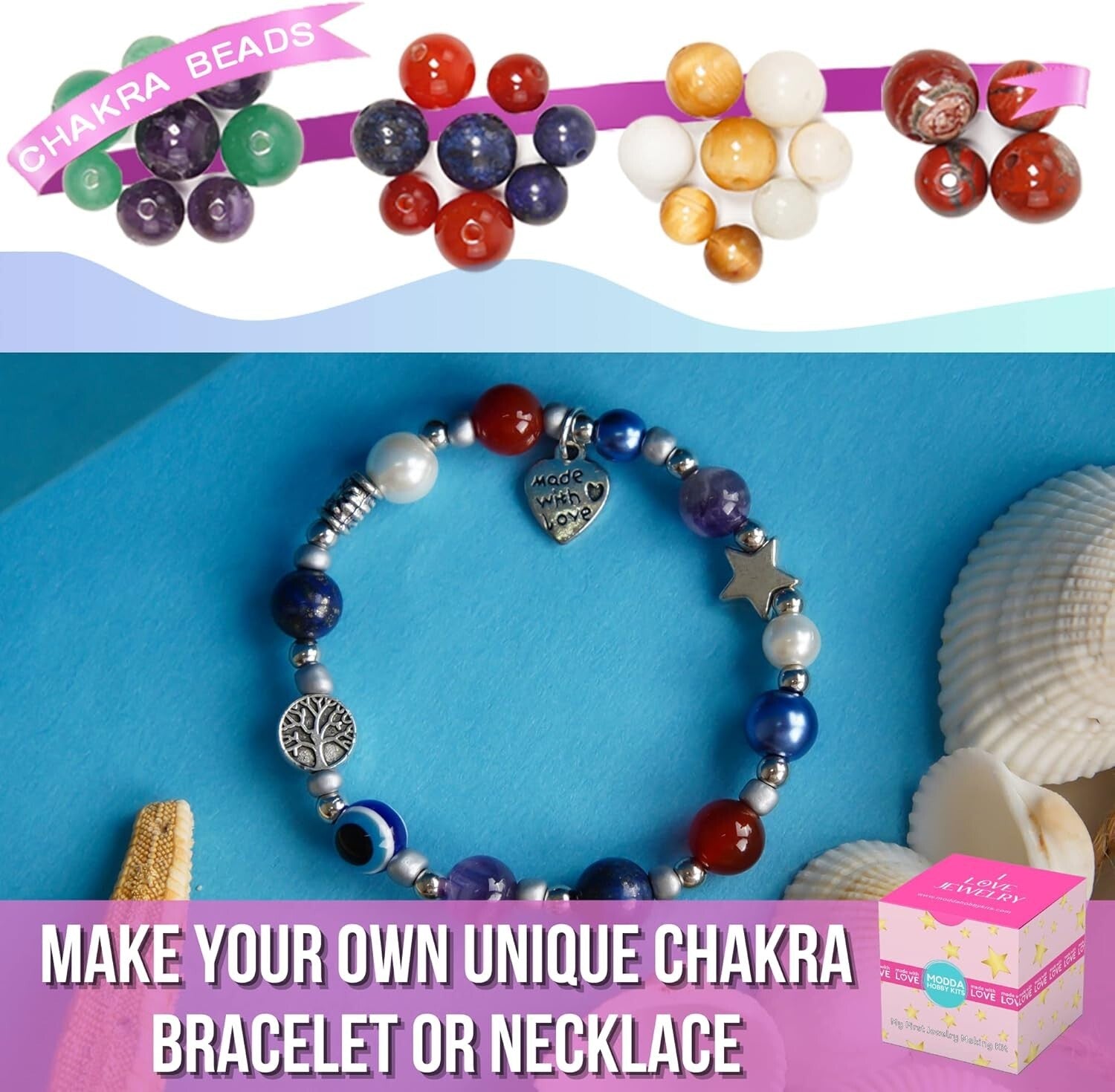 Beginner-Friendly Natural Stone Jewelry Making Kit with 15 Instructional Videos