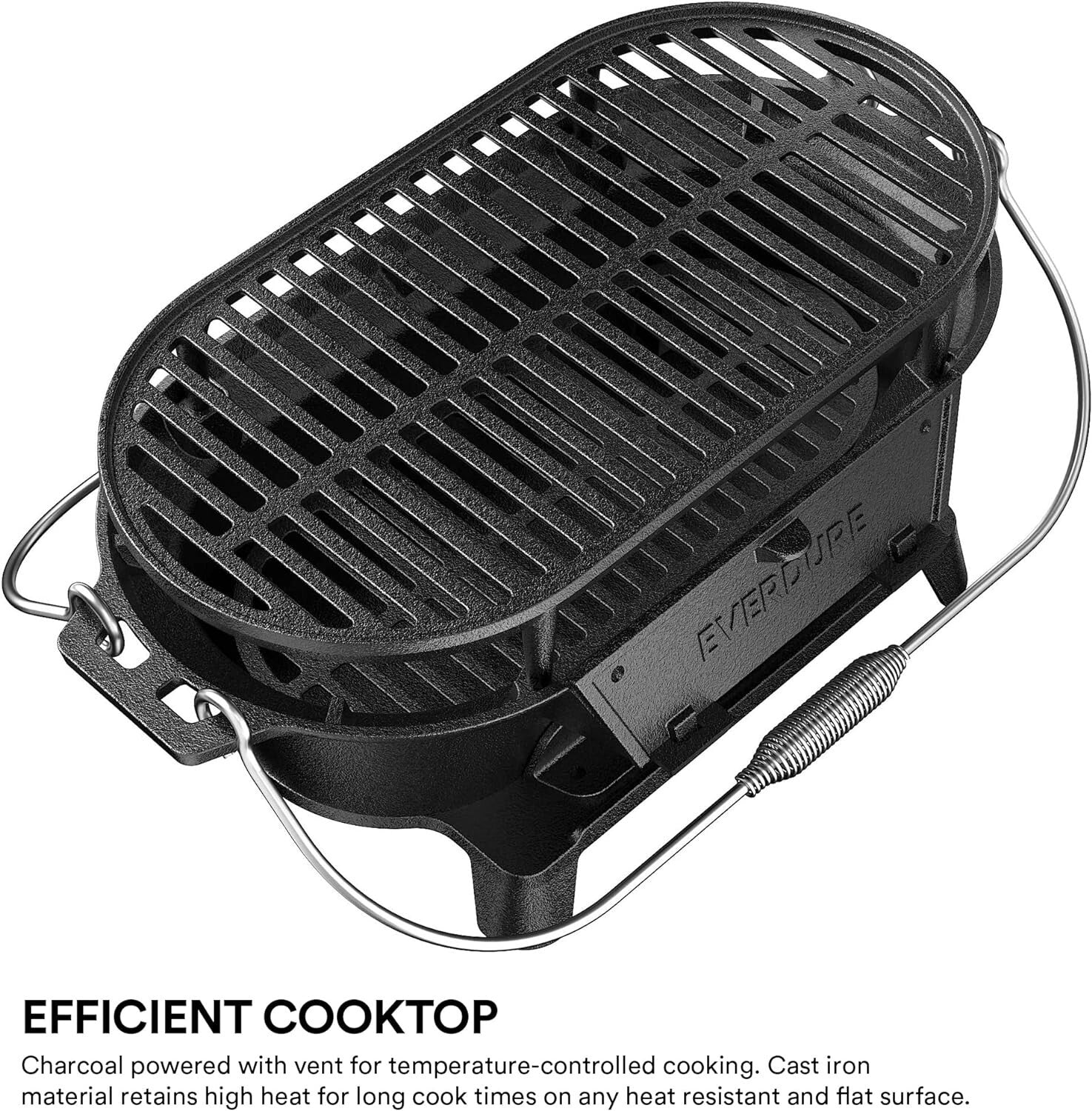 Versatile Charcoal Grill & Tabletop Skillet - Ideal for Camping and Tailgating