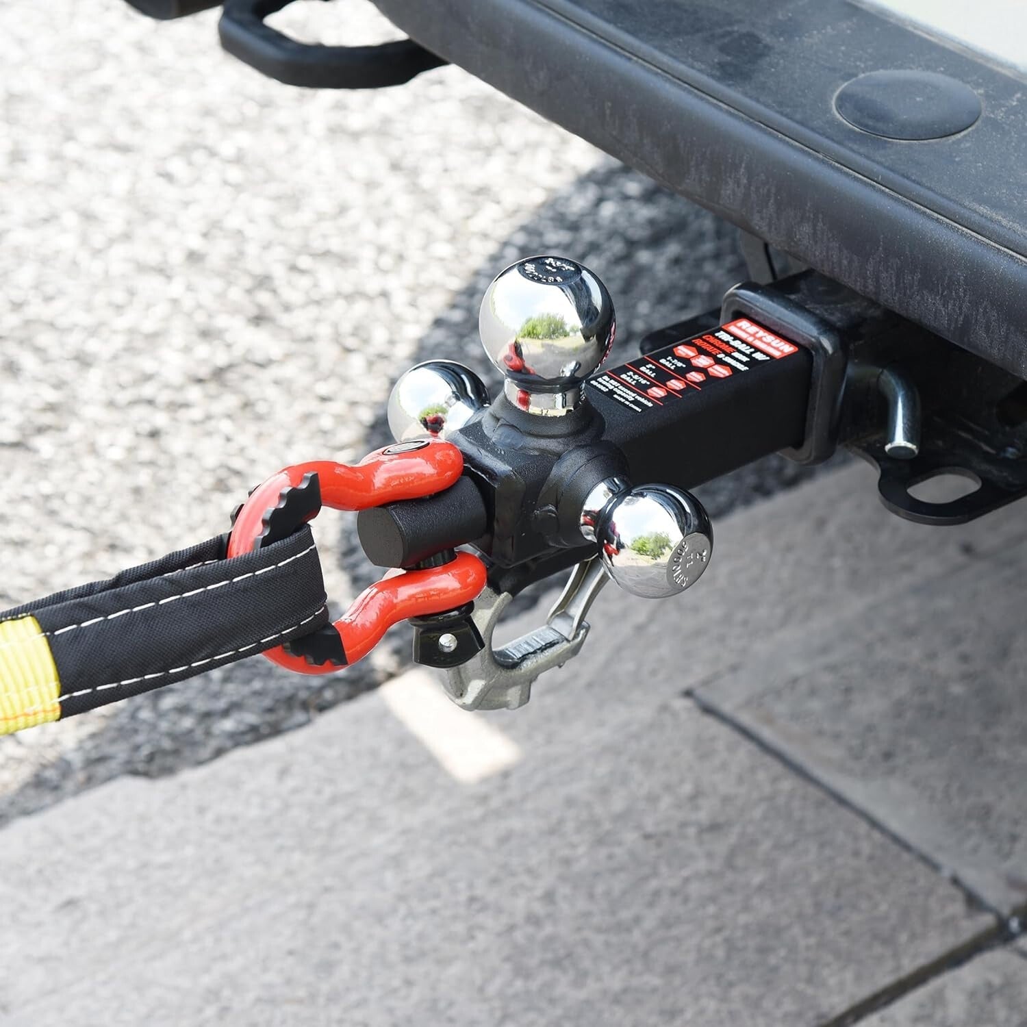 Rotatable Tow Shackle Tri-Ball Hitch - Heavy-Duty with 2" Receiver Compatibility