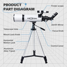 Load image into Gallery viewer, Complete Astronomy Package: 80mm Refracting Telescope with Tripod, Remote &amp; Case