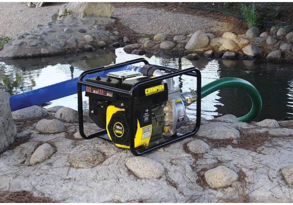 Portable 2-Inch Gas-Powered Water Transfer Pump - 196cc Engine & Durable Frame