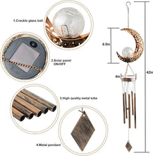 Load image into Gallery viewer, Unique Solar-Powered Moon Wind Chime - Beautiful Outdoor Decor for Any Occasion