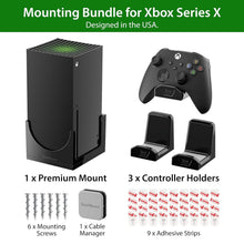 Load image into Gallery viewer, Secure Wall Mount for Xbox Series X with 3 Controller Holders &amp; Cable Manager